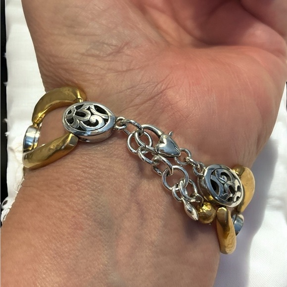 Brighton Gold & Silver Plated Hammered Design Bracelet 7-1/4” to 8” - Picture 2 of 6